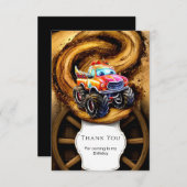 ボホお洒落トラックモンスタートラック誕生日 サンキューカード (正面/裏面)