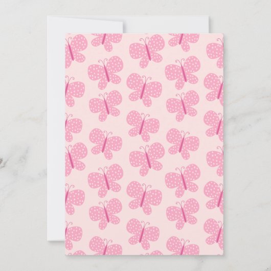 ボホお洒落バタフライレトロ1stバースデーピンク 招待状 (裏面)