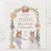 ボホお洒落バニーラビットラブフローラズ結婚 ワインラベル (シングルラベル)