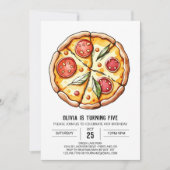 ボホお洒落ピザ誕生日 招待状 (正面)