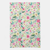 ボホお洒落ピンクローズガーデン キッチンタオル (縦)