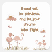 ボホお洒落フラミンゴモノグラムの | スクエアシール (正面)