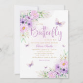 ボホお洒落フローラバタフライガールベビーシャワー 招待状 (正面)