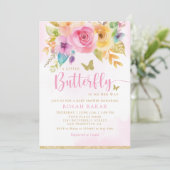 ボホお洒落フローラバタフライガールベビーシャワー 招待状 (スタンド正面)