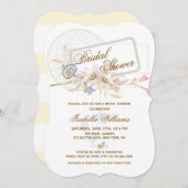 ボホお洒落フローラパールリースブライダルシャワー 招待状 (正面/裏面)