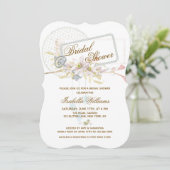 ボホお洒落フローラパールリースブライダルシャワー 招待状 (スタンド正面)