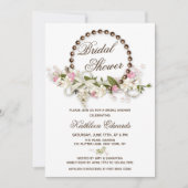 ボホお洒落フローラパールリースブライダルシャワー 招待状 (正面)