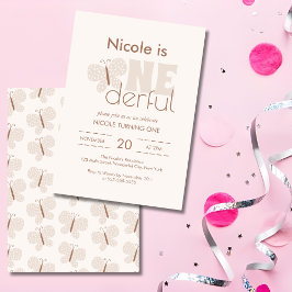 ボホお洒落ベビーバタフライレトロ1st誕生日 招待状