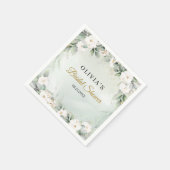 ボホお洒落ホワイトローズと金ゴールドブライダルシャワー スタンダードカクテルナプキン (角)