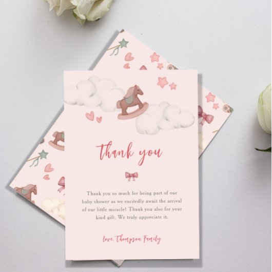 ボホお洒落ホースクラウドイラストレーション サンキューカード