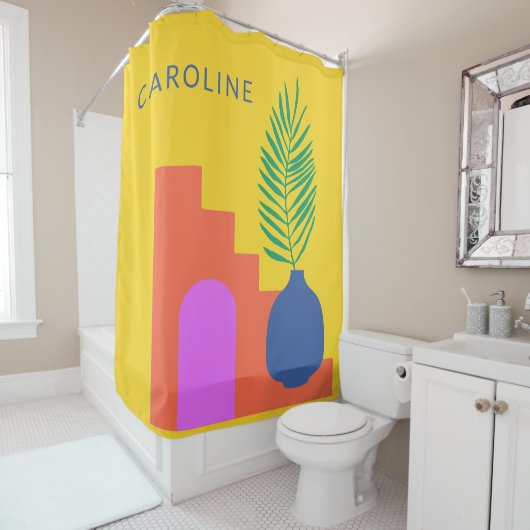ボホお洒落ボタニカルシェイプ名パーソナライズされた称 シャワーカーテン (インサイチュ)