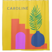 ボホお洒落ボタニカルシェイプ名パーソナライズされた称 シャワーカーテン (正面)