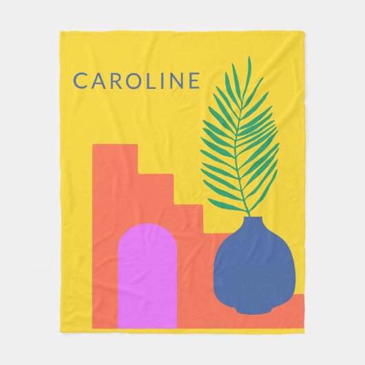 ボホお洒落ボタニカルシェイプ名パーソナライズされた称 フリースブランケット (正面)