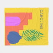 ボホお洒落ボタニカルシェイプ名パーソナライズされた称 フリースブランケット (正面(横))