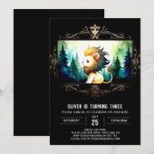 ボホお洒落ライオン誕生日 招待状 (正面/裏面)