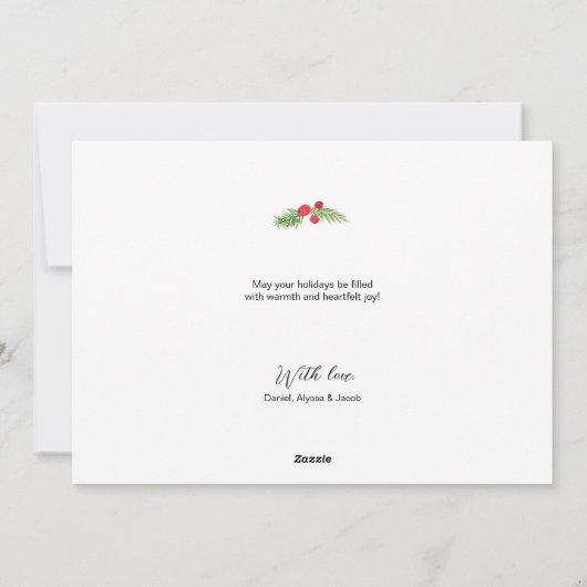 ボホお洒落リースメリークリスマス家族の写真 シーズンカード (裏面)