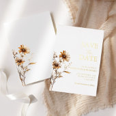 ボホお洒落ワイルドフラワーの結婚式の日付を保存 箔招待状