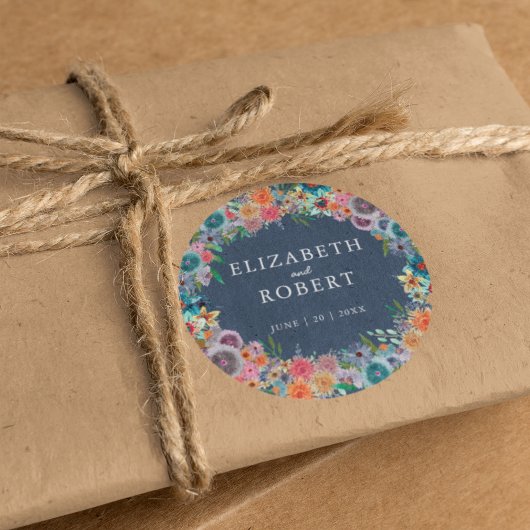 ボホお洒落ワイルドフラワーウォーター結婚カラー ラウンドシール