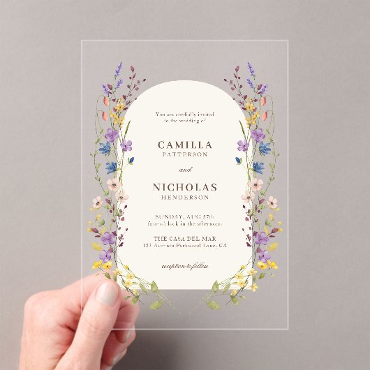 ボホお洒落ワイルドフラワー結婚アーチズ アクリル招待状 (インサイチュ (ポータブル))