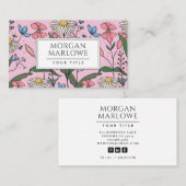 ボホお洒落ワ絵を描ラフローラピンク 名刺 (正面/裏面)