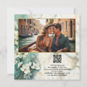 ボホお洒落大理石フローラすべて結婚の 招待状 (裏面)