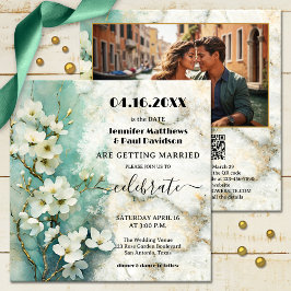 ボホお洒落大理石フローラすべて結婚の 招待状