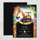 ボホお洒落建築誕生日 招待状 (正面/裏面)