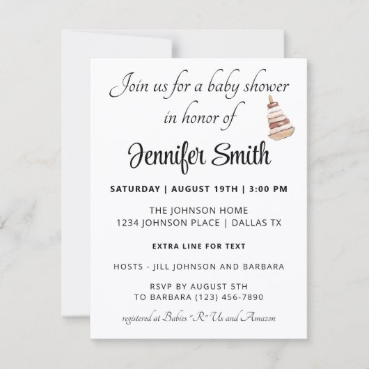 ボホお洒落男女兼用デコ赤ちゃんシャワー 招待状 (正面)