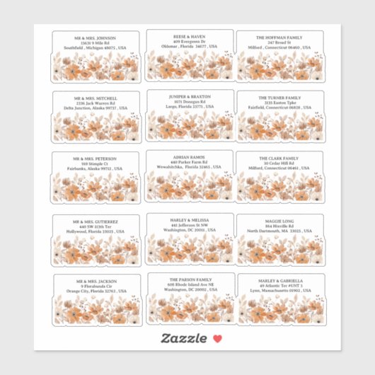 ボホお洒落素朴フローラ結婚の住所 シール (シート)