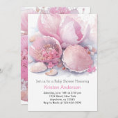 ボホお祝いバイザ海ガールベビーシャワー 招待状 (正面/裏面)