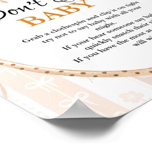 ボホかわいこちゃんパイはベビー赤ちゃんシャワーのサインを言わない ポスター (角)