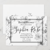 ボホかわいらしウォーターカラーワイルドフラワーブライダルシャワー 招待状 (正面/裏面)