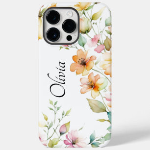 ボホかわいらしオレンジピンクウォーターカラーワイルドフラワーカ Case-Mate iPhone 14 PRO MAXケース