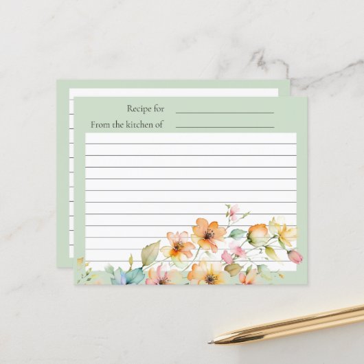 ボホかわいらしオレンジピンク水彩ワイルドフラワー (正面/裏面インサイチュ)