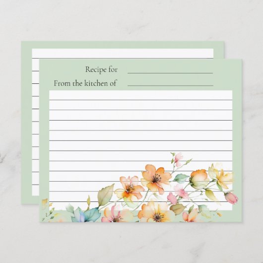 ボホかわいらしオレンジピンク水彩ワイルドフラワー (正面/裏面)