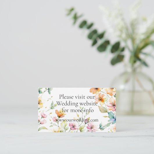 ボホかわいらしオレンジピンク水彩ワイルドフラワー エンクロージャーカード (スタンド正面)