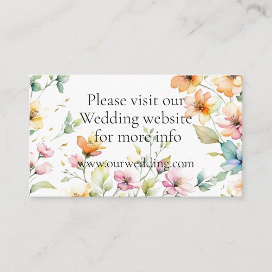 ボホかわいらしオレンジピンク水彩ワイルドフラワー エンクロージャーカード (正面)