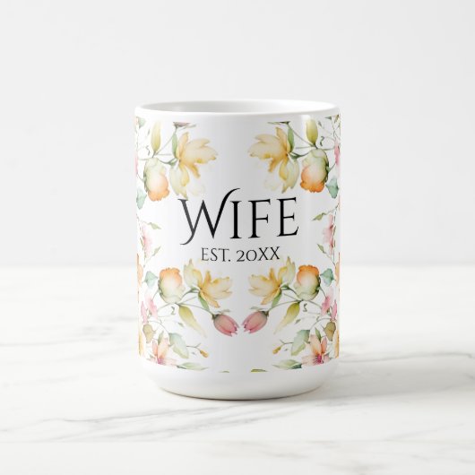 ボホかわいらしオレンジピンク水彩ワイルドフラワー コーヒーマグカップ (中央)