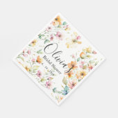 ボホかわいらしオレンジピンク水彩ワイルドフラワー スタンダードランチョンナプキン (角)
