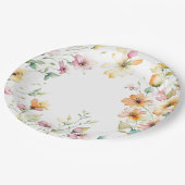 ボホかわいらしオレンジピンク水彩ワイルドフラワー ペーパープレート (アングル)