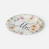 ボホかわいらしオレンジピンク水彩ワイルドフラワー ペーパープレート (アングル)