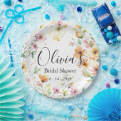 ボホかわいらしオレンジピンク水彩ワイルドフラワー ペーパープレート (パーティー)