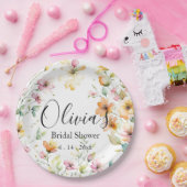 ボホかわいらしオレンジピンク水彩ワイルドフラワー ペーパープレート (パーティー)