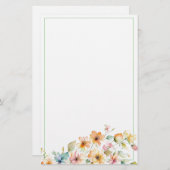 ボホかわいらしオレンジピンク水彩ワイルドフラワー 便箋 (正面/裏面)