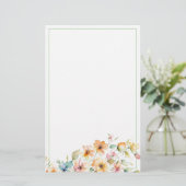 ボホかわいらしオレンジピンク水彩ワイルドフラワー 便箋 (スタンド正面)