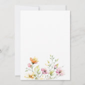 ボホかわいらしオレンジピンク水彩ワイルドフラワー 招待状 (裏面)