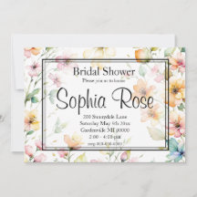 ボホかわいらしオレンジピンク水彩ワイルドフラワー