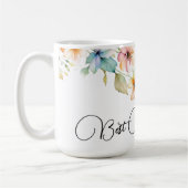 ボホかわいらしオレンジピンク水彩野花叔母 コーヒーマグカップ (左)