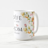 ボホかわいらしオレンジピンク水色フローラ妻ママ コーヒーマグカップ (正面右)