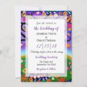 ボホかわいらしカラフルお洒落ツ結婚リー 招待状 (正面)